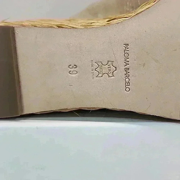 Paloma Barcelo 10.5 mm raffia wedge espadrille light green size 9 nwob - Picture 10 of 12